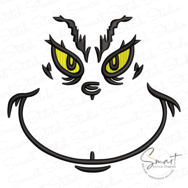 Grinch Face Embroidery Design