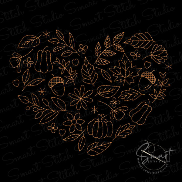 Autumn Heart Embroidery Design