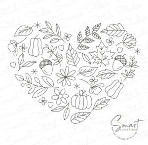 Autumn Leaves Heart Embroidery Design - Fall Embroidery File