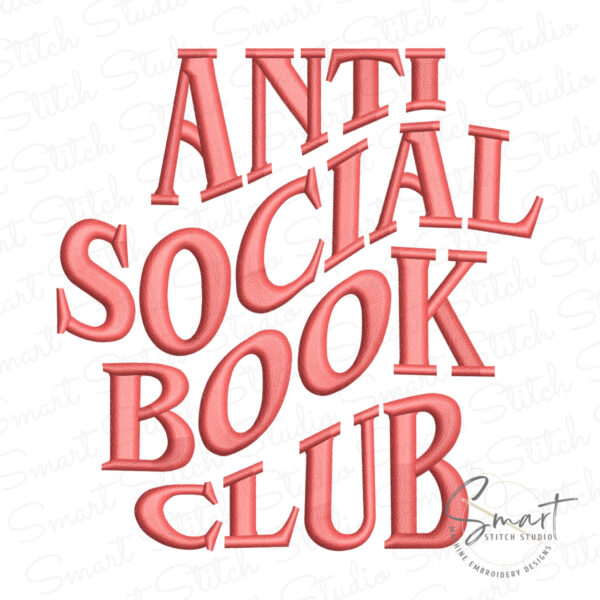 Antisocial Reading Club Embroidery Design