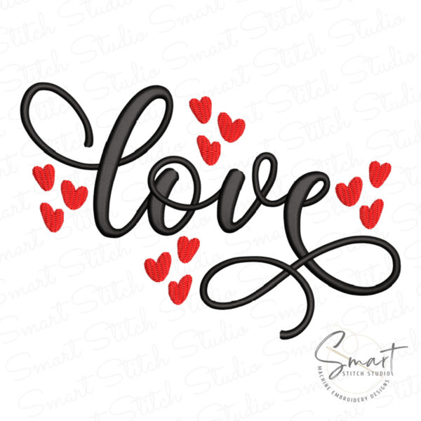 Love With Hearts Embroidery Design