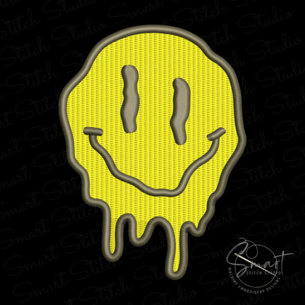 Melting Smiley Embroidery Design