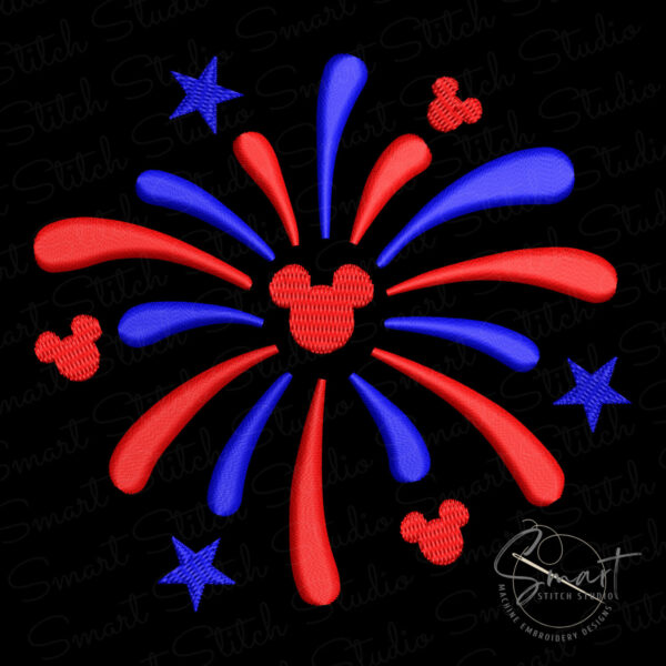 Mickey Head Firework Embroidery Design