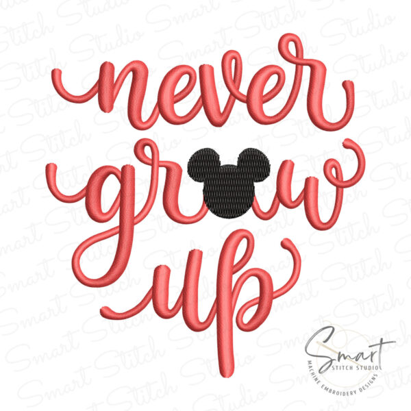 Never Grow Up Peter Pan Embroidery Design