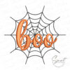 halloween-boo-embroidery-design Halloween Boo Embroidery Design, cursive script lettering over a spiderweb, digital download