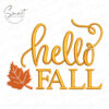 happy-fall-embroidery-design Happy Fall Embroidery Design, script and block lettering with an autumn leaf