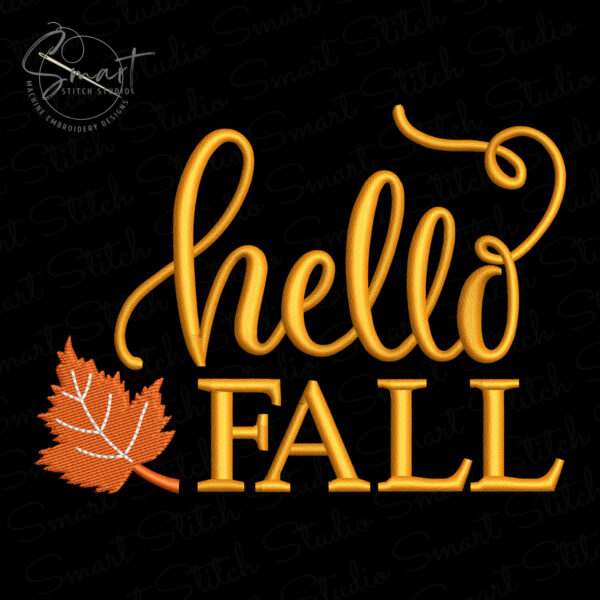 hello-fall-machine-embroidery-file Hello Fall Machine Embroidery File, cursive Hello with FALL block lettering, digital download