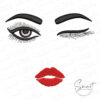 Girl Eyes And Lips Embroidery Design