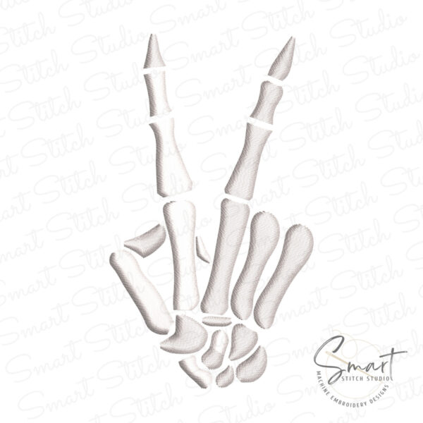 Skeleton Hand Peace Sign Machine Embroidery File Skeleton Hand Peace Sign Machine Embroidery File