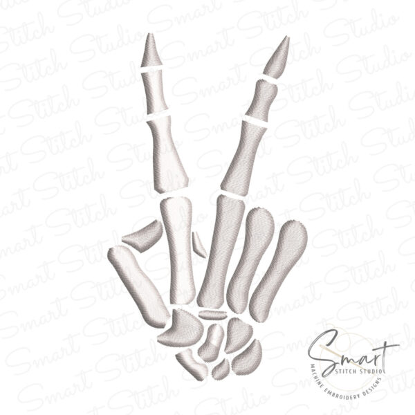 Skeleton Peace Sign Embroidery Design Skeleton Peace Sign Embroidery Design