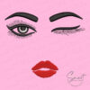 girl-eyes-and-lips-embroidery-design Girl Eyes And Lips Embroidery Design Feminine Face