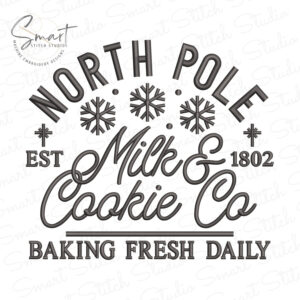 Milk And Cookie Embroidery Design baking fresh daily