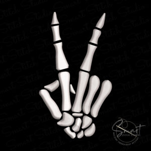 Skeleton Peace Sign Machine Embroidery Design