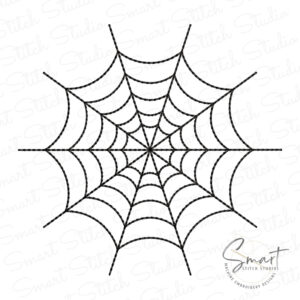 Spider Web Embroidery Design with black thread white background