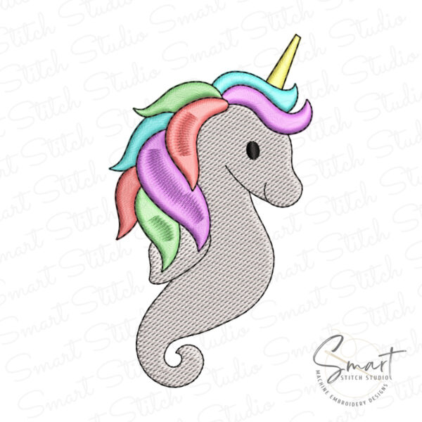 Unicorn Seahorse Embroidery Design colorful whimsical file