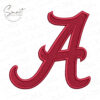 Alabama A embroidery design in solid crimson thread on white background