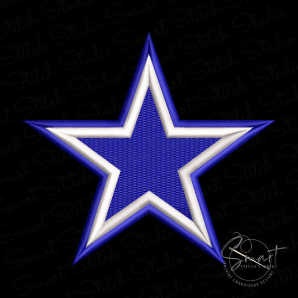 dallas-cowboys-star-embroidery-design-black-background Dallas Cowboys star embroidery design shown on black background for dark fabric contrast